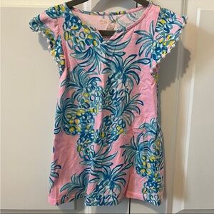 Lilly Pulitzer GIRLS Mini Astara Dress Pelican Pink XS 2-3 Pom pom